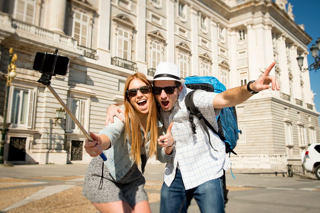 Beautiful Friends Tourist Couple Visiting Spain In Holidays Stud