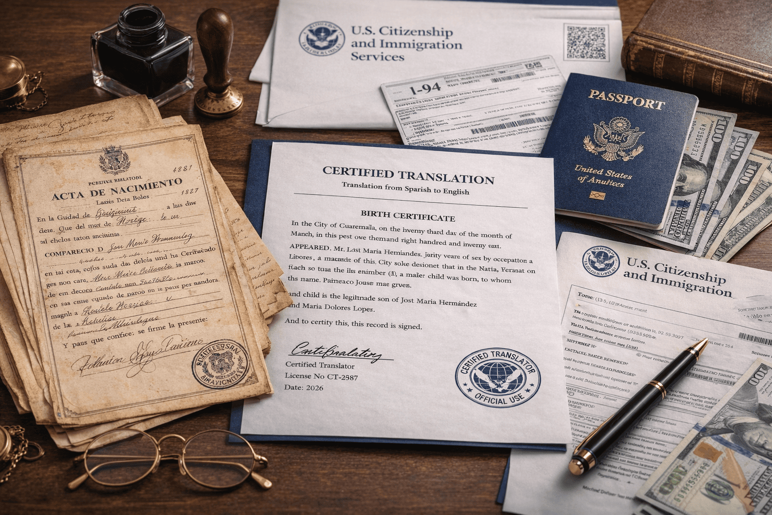 Immigration documents with certified translation