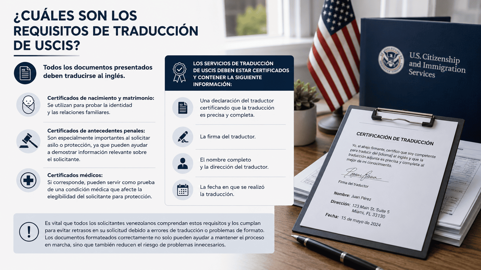 Requisitos de traducción para USCIS