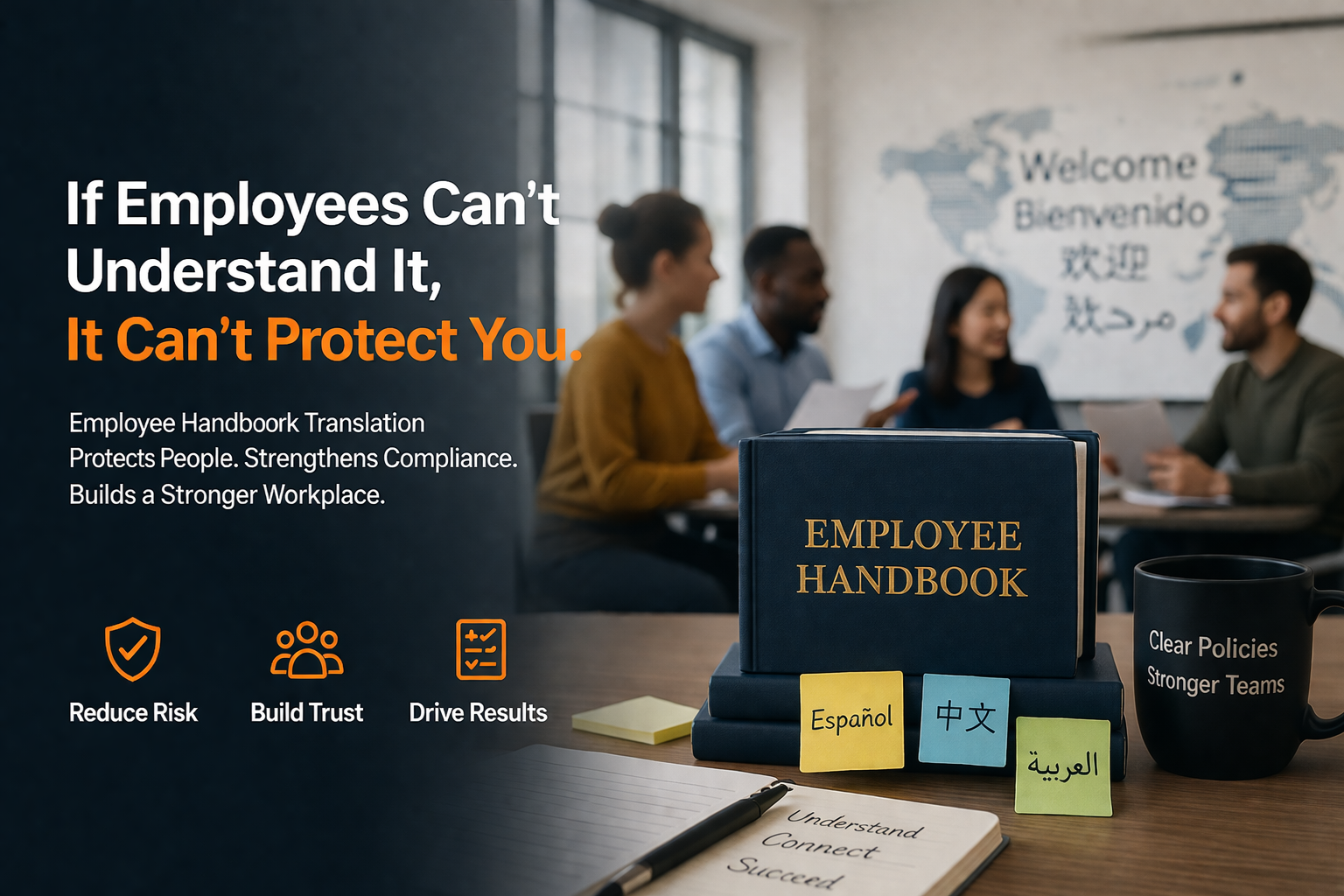 translate employee handbook document illustration