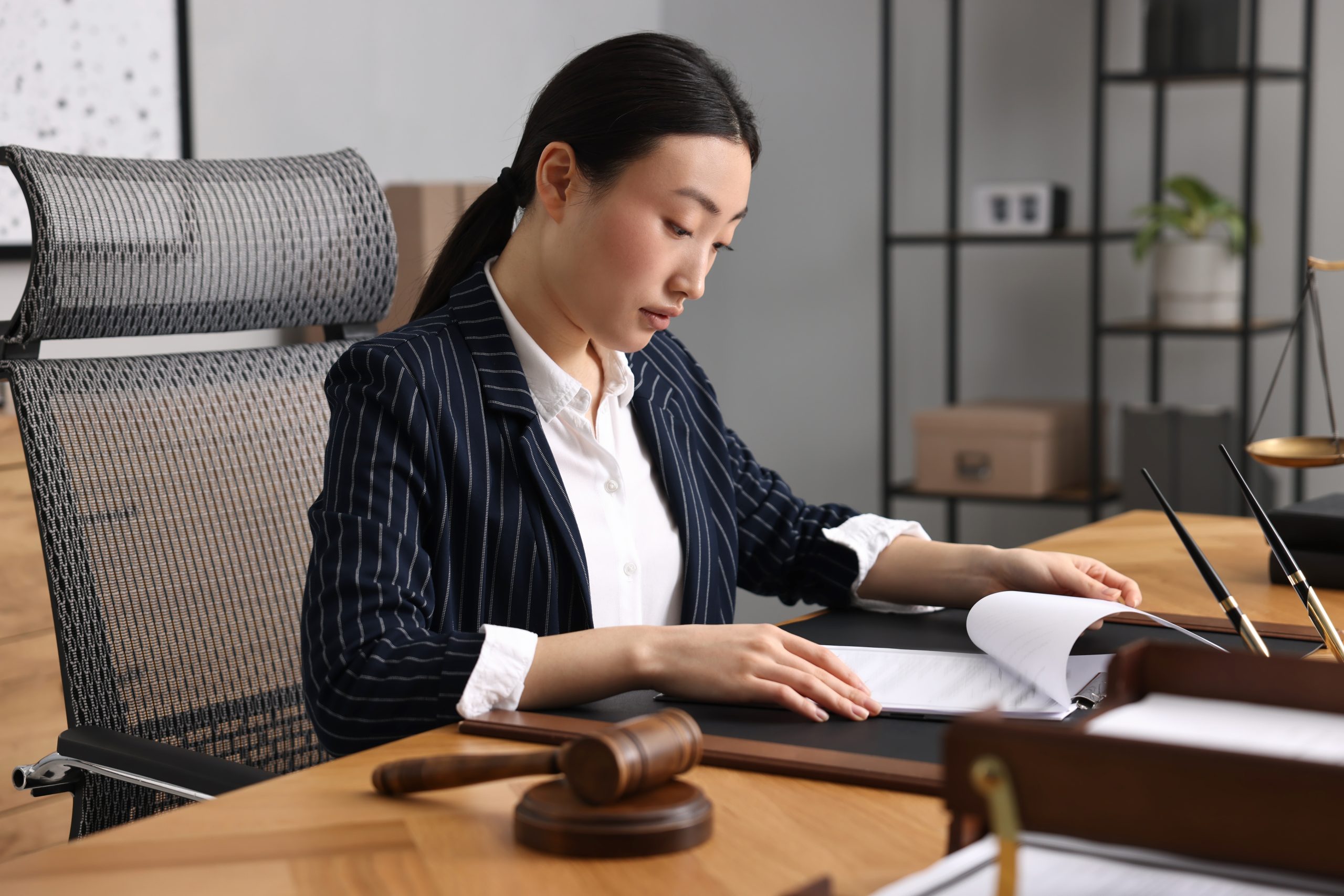 Notary reading document